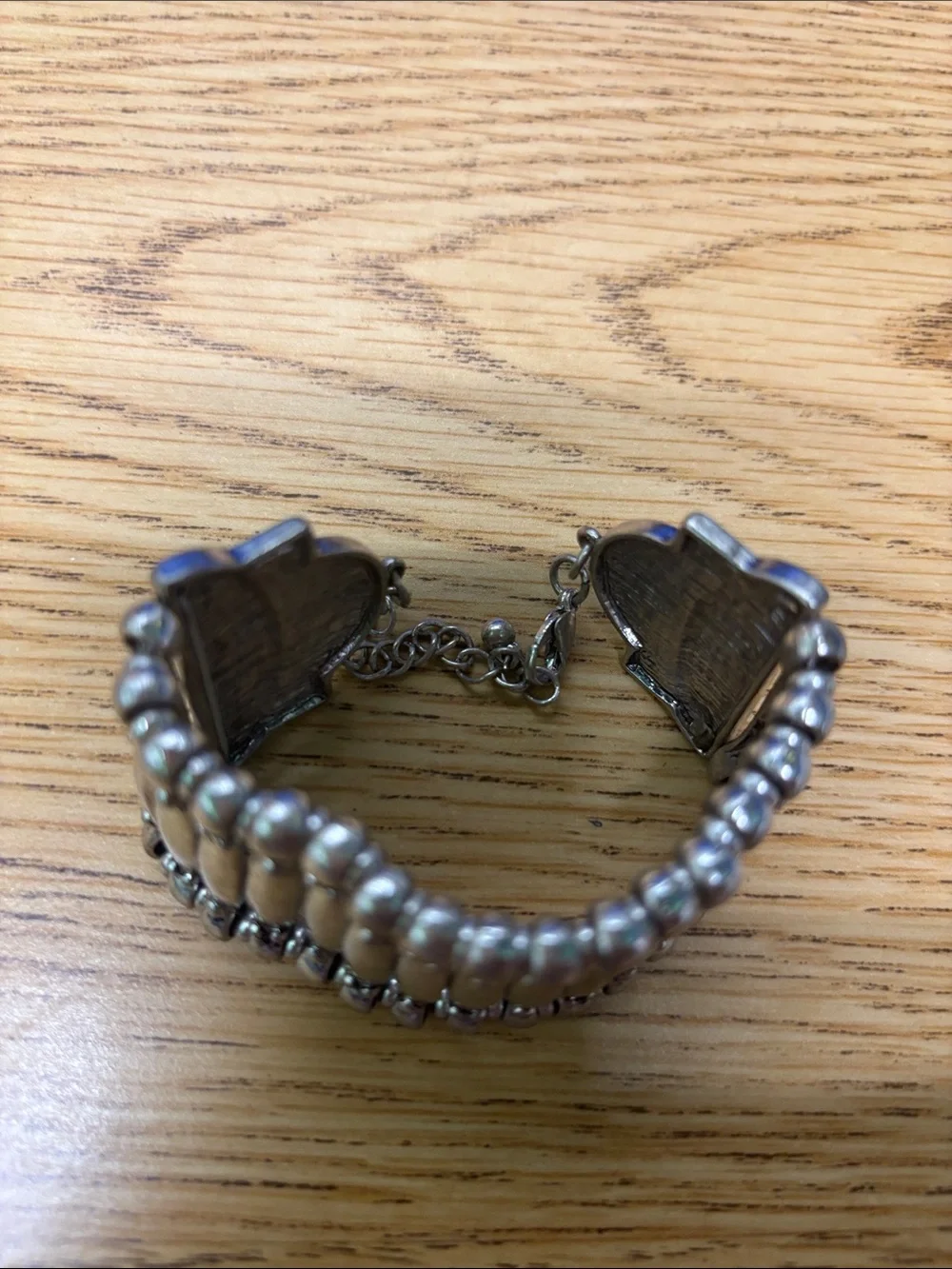 Unbranded Silver Tone Beaded Stretch Cuff Bracelet